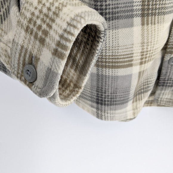 Eddie Bauer Fleece Button Up Shirt Shacket Plaid Long Sleeve Casual Medium - Picture 5 of 6